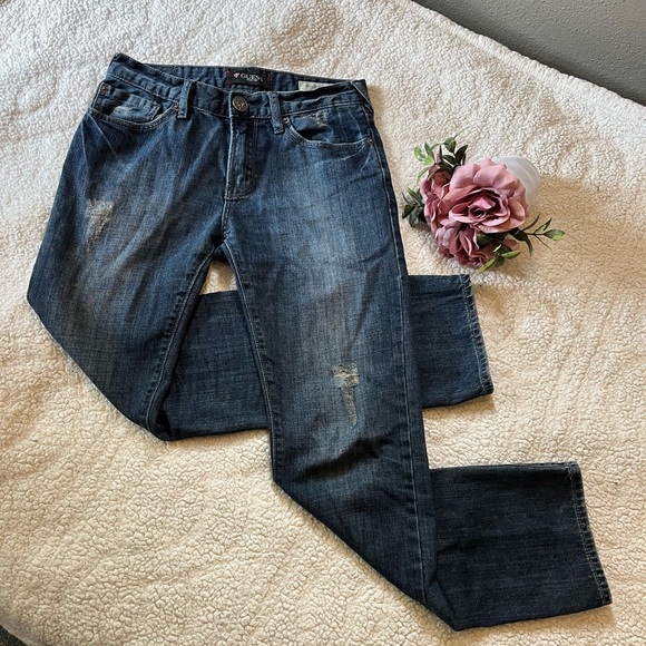 GUESS Vintage Slim Straight Del Mar Fit Jeans 29x30 Y2K Distressed - Picture 4 of 13